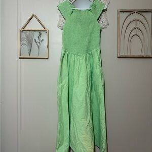 Free People green Ceci smocked midi dress